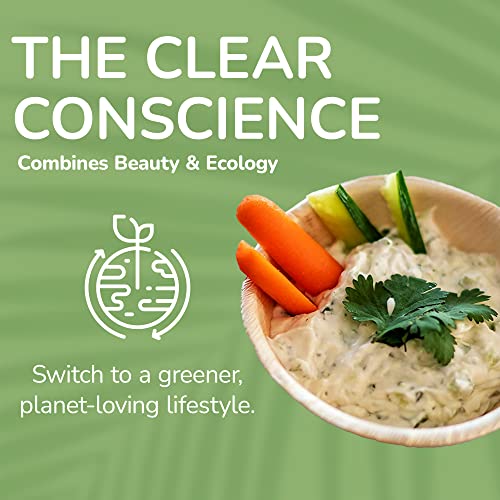 The Clear Conscience Palm Leaf Bowls, 1/4In Rimmed Disposable Bowls, Biodegradeble & Compostable, Bamboo-Style, Usable For Hot Dishes, 6-Inch Round, 13.5 Fl Oz, 25 Pcs #TOP6