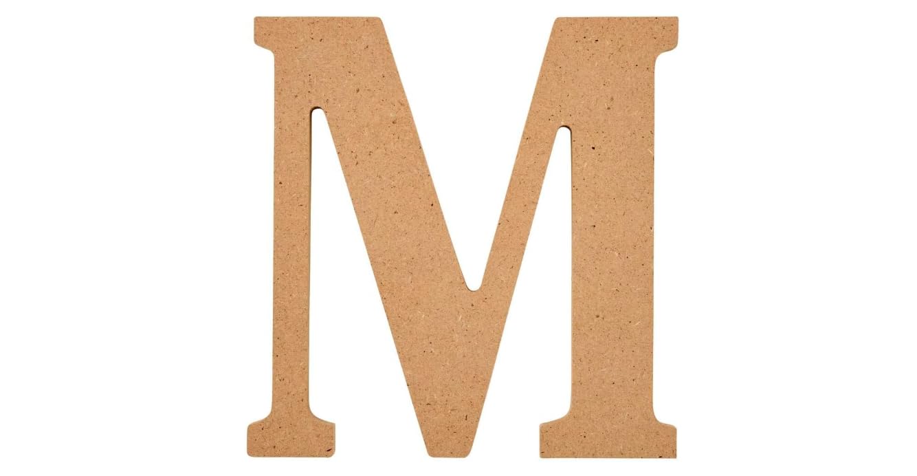 MDF Wooden Alphabets Letters and Numbers Cutouts Big Size for Wall Decoration Decor Walls Hanging Large for Birthday Family Wedding Anniversary Art Craft 9 Inch Letter (M)