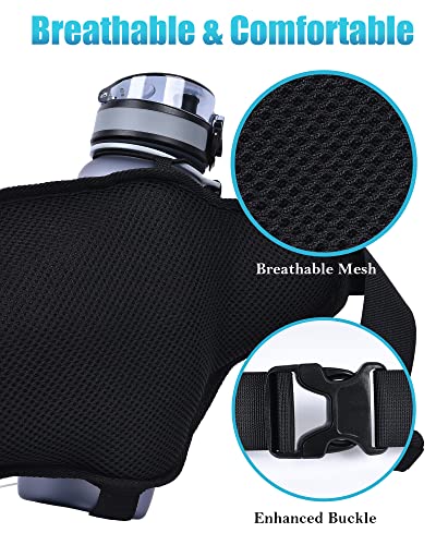 Pacearth Hydration Running Water Bottle Belt, 7-Pocket Running Fanny Pack With Water Bottle Holder For Men Women Reflective Running Belt For Men Women - Fit All Phones(Bottle Not Included) #TOP3