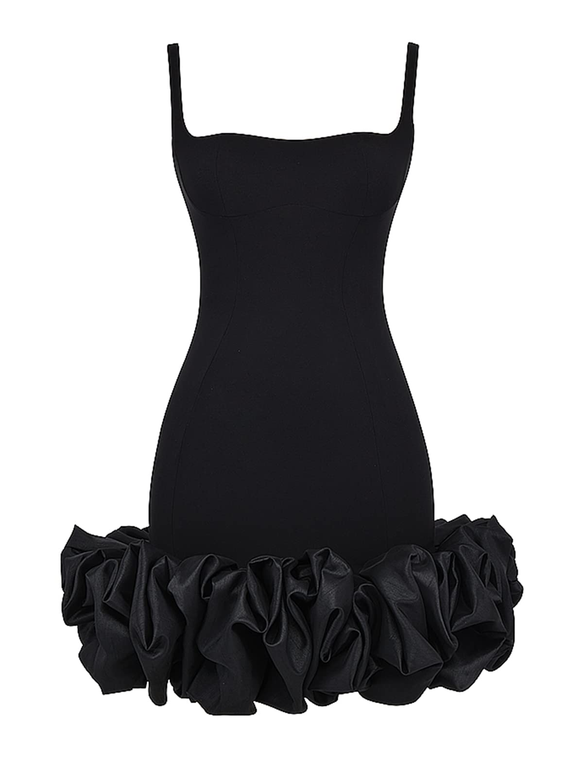 meilun Elegant Black Mini Dresses for Women with Ruffle Hem Short Formal  Dress