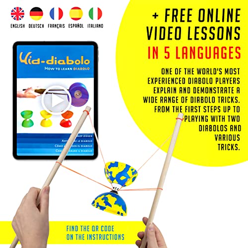 Juggle Dream Jester Diabolo Set, Bearing Axle Professional Diabolo with Wooden Handsticks and Online Learning Video - Image 3