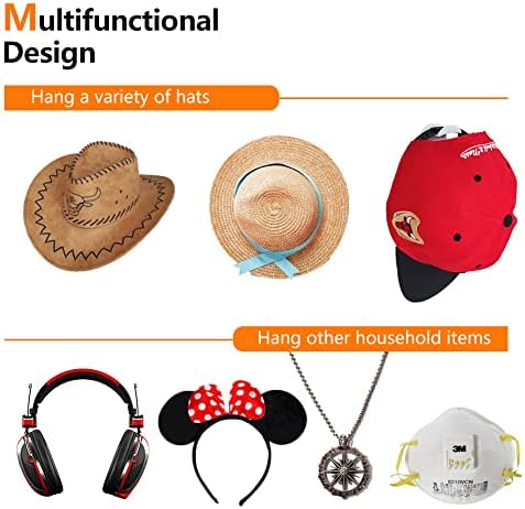 FCXJTU Adhesive Hat Hooks for Wall Mount (10-Pack) - Minimalist Hat Rack Design for Baseball Caps, No Drilling, Strong Hold Hat Hangers Storage Organizer for Door, Closet, Office, Bedroom, Room Decor