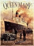 Vintage Style Queen Mary Ocean Cruise Liner Ship Boat Wall Decor Metal Tin Sign 12x8inch for Home Bar Club Pub Restaurant
