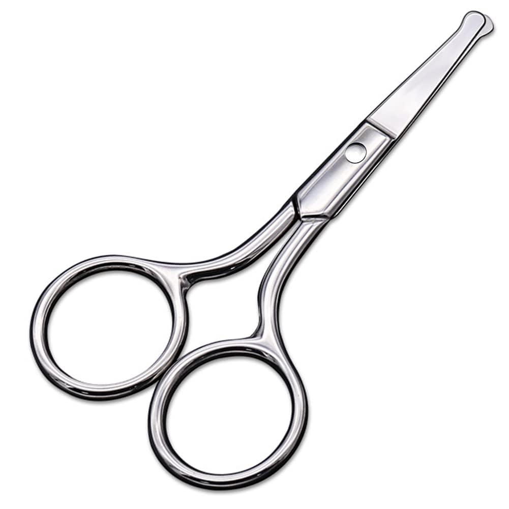 QUIQSHIPP Nasal Safety Personal Grooming Scissor for Nose Hair, Beard, Moustache and Eyebrow | Safety Blunt Round Tip Heavy Duty & Rust-Free SS Metal | Travel Friendly with Hygiene Leather Case