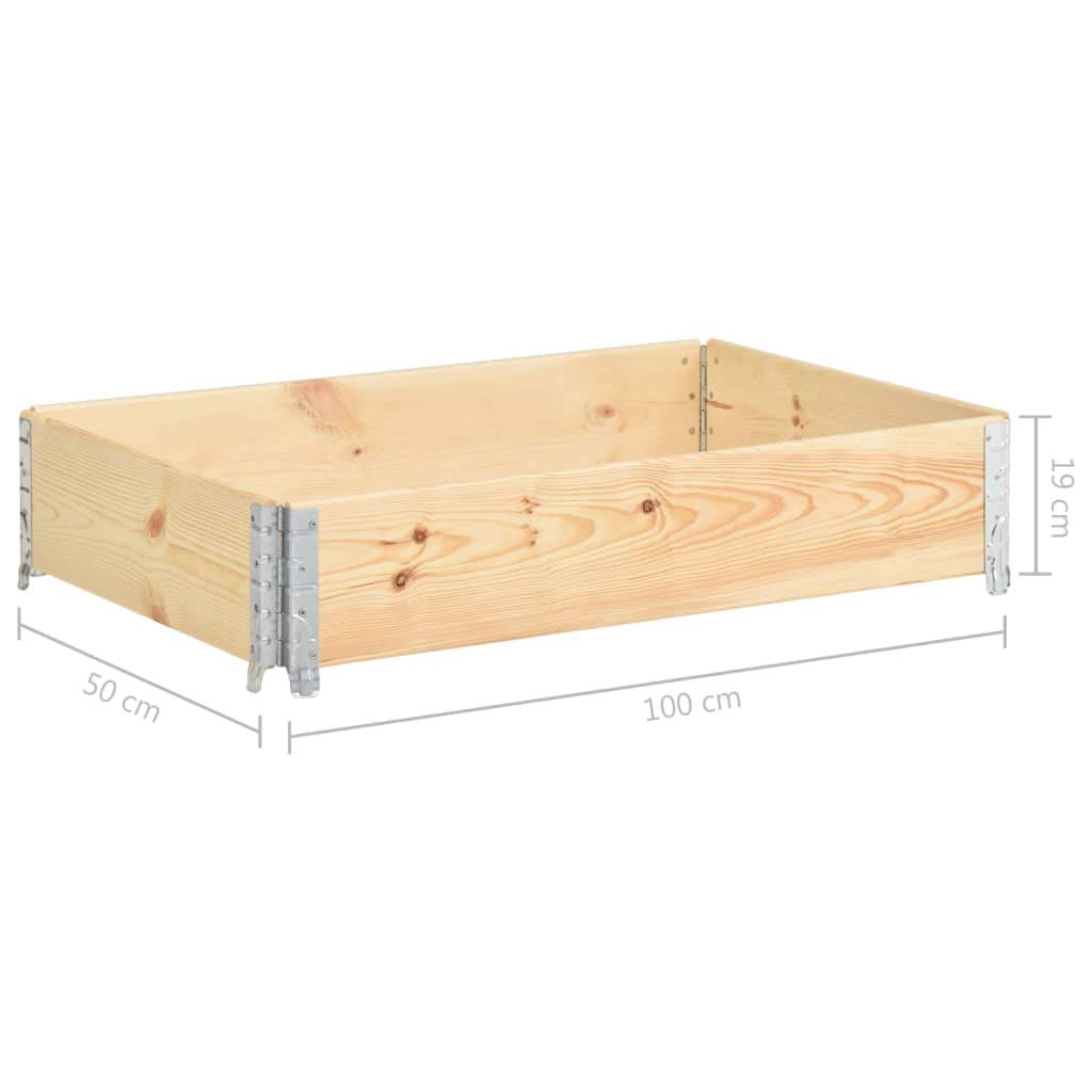Podwyższona grządka z litego drewna sosnowego, 50 x 100 x 19 cm, możliwość układania w stos i składana, z ocynkowanymi metalowymi narożnikami, idealna jako donica na rośliny, doniczka na