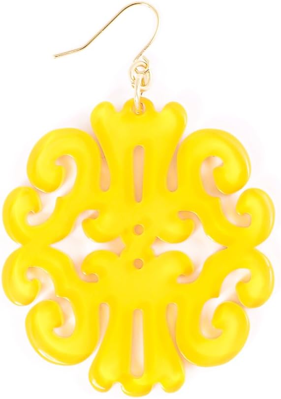 ZENZII Acrylic Resin Earrings for Women Girls Statement Swirl Drop Dangle Lightweight Earrings summer color Yellow