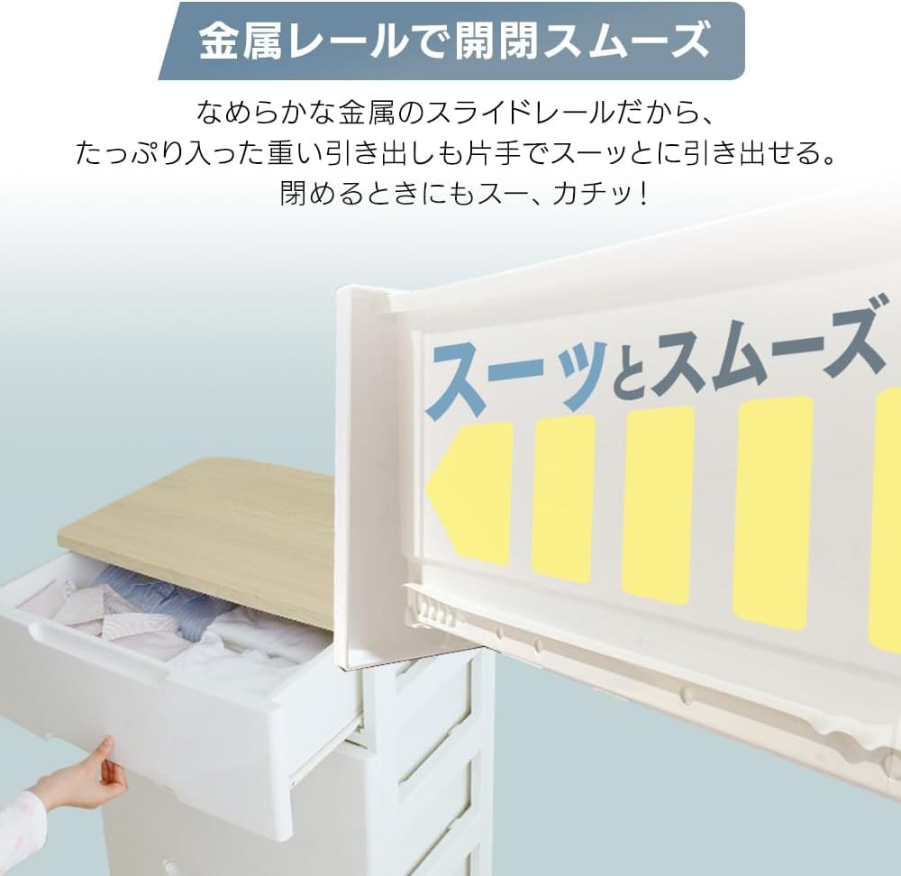 Amazon.co.jp: チェスト 5段 完成品 ラクラク引出し 木天板 日本製 幅