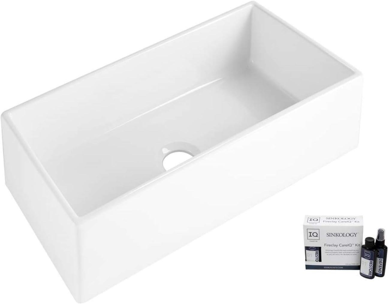 Sinkology SK495-36FC-AMZ Harper Farmhouse 36 in. Single Bowl Care IQ Kit Fireclay Kitchen Sink, 36 Inch, Crisp White
