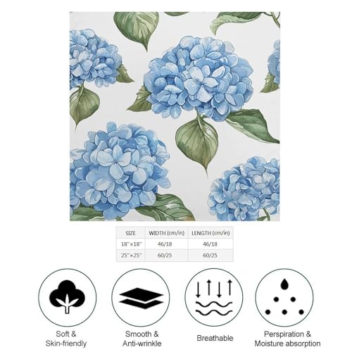 Blue Hydrangea Pattern Head Scarf Like Silk Scarf Lightweight Fashion Satin Hair Bandanas for Women Boho Headscarf Hair Wrap Bandana Headband Handkerchief Silk Scarves for Bag Purse Neck 25 Inch2
