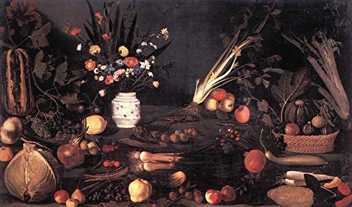 Peintures sur toile nature morte Caravage fleurs fruits -04