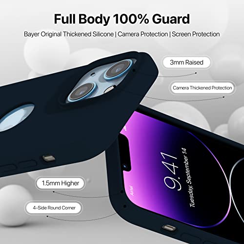 Image of Vaku Luxos Liquid Silicon Logo-Cut for iPhone 14 Plus Cover Case, Soft TPU, Shockproof, Scratch Resistant, 6 Feet Drop Protection, Compatible with iPhone 14 Plus Back Cover - Midnight Blue