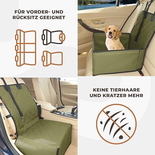 WUGLO Extra Stabiler Hunde Autositz – Hochwertiger Auto Hundesitz für kleine Hunde bis 12 kg – Verstärkte Wände und 3 Gurte – Wasserdichter Hundeautositz für Rück- und Vordersitz