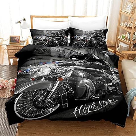 Yudou Kawen Motorcycle Skull Duvet Cover Set 3D Printed Ride or Die Skull Cover