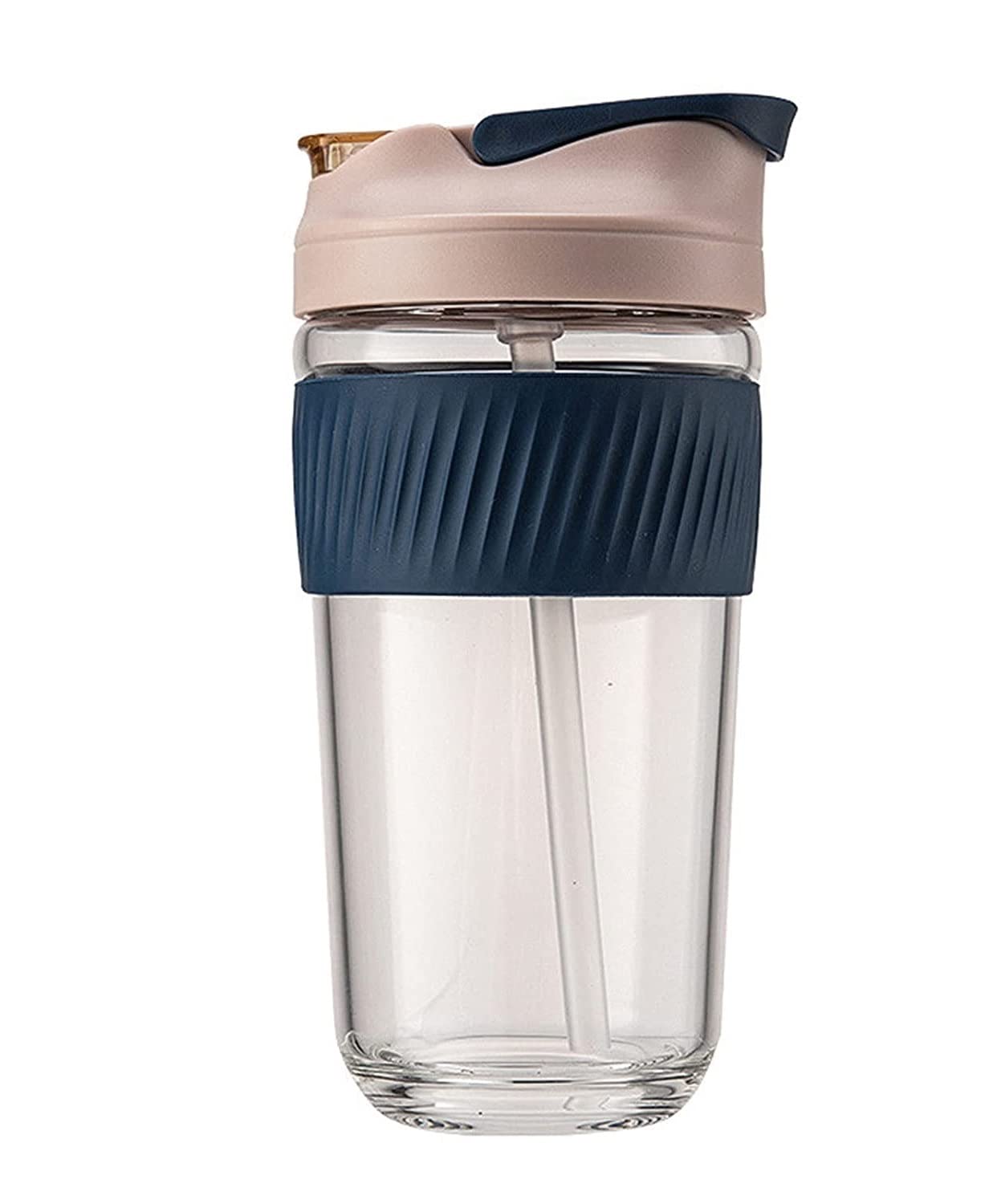Wasserflasche Trinkflasche Sportflasche Wasserflasche Aus 380 Ml/570 Ml Tritan-Material Mit Auslaufsicherer Kaffee-Tee-Tasse Mit BPA-freier Silikonhülle Wasserflaschen Trinkflaschen ( Blue : Deep Blue