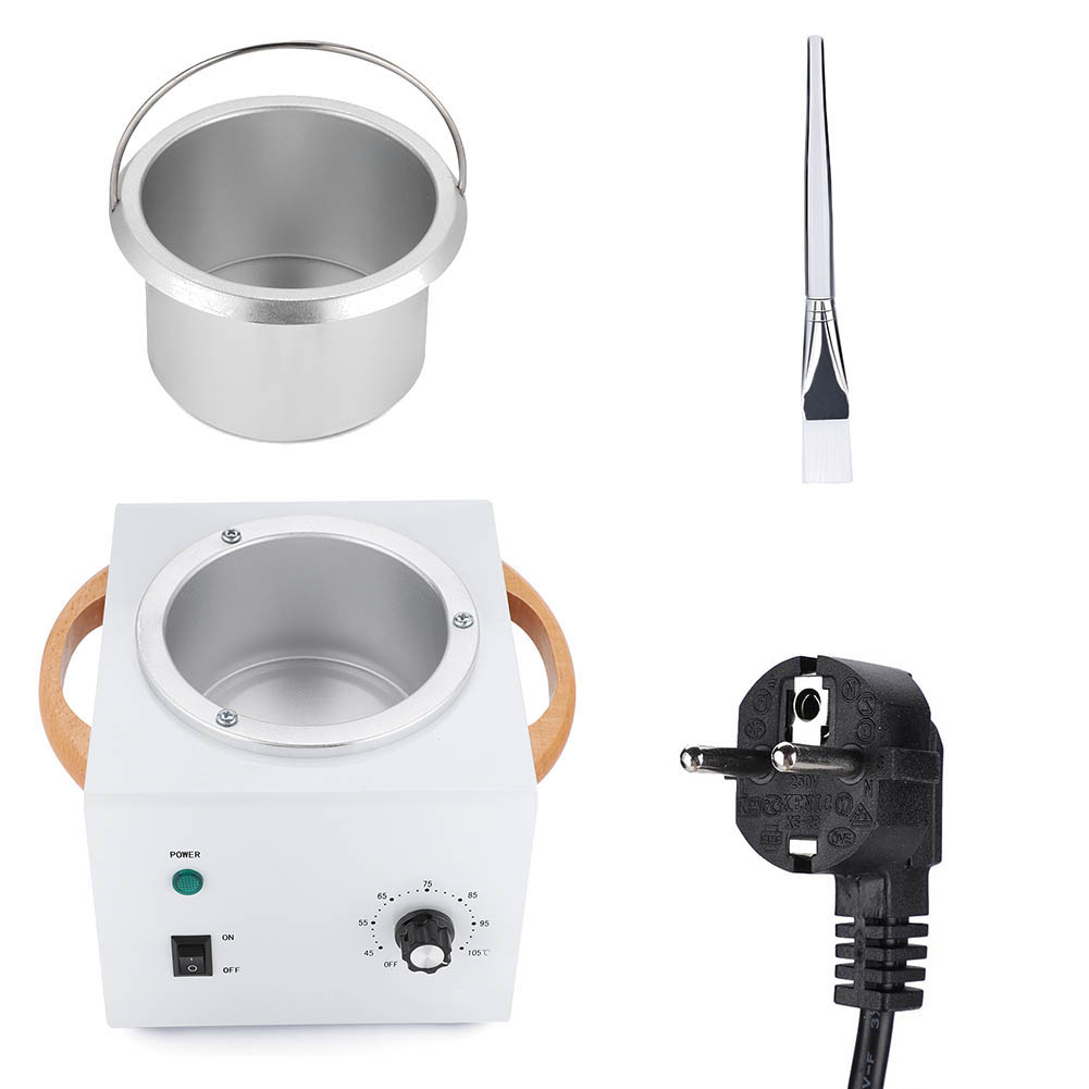 Brrnoo Scaldacera 150W, Riscaldatore per Cera a Doppia Vasca con Controllo della Temperatura e Spia Luminosa, Contenitore in Alluminio Rimovibile Integrato for Depilazione a Casa e in (Spina europea)