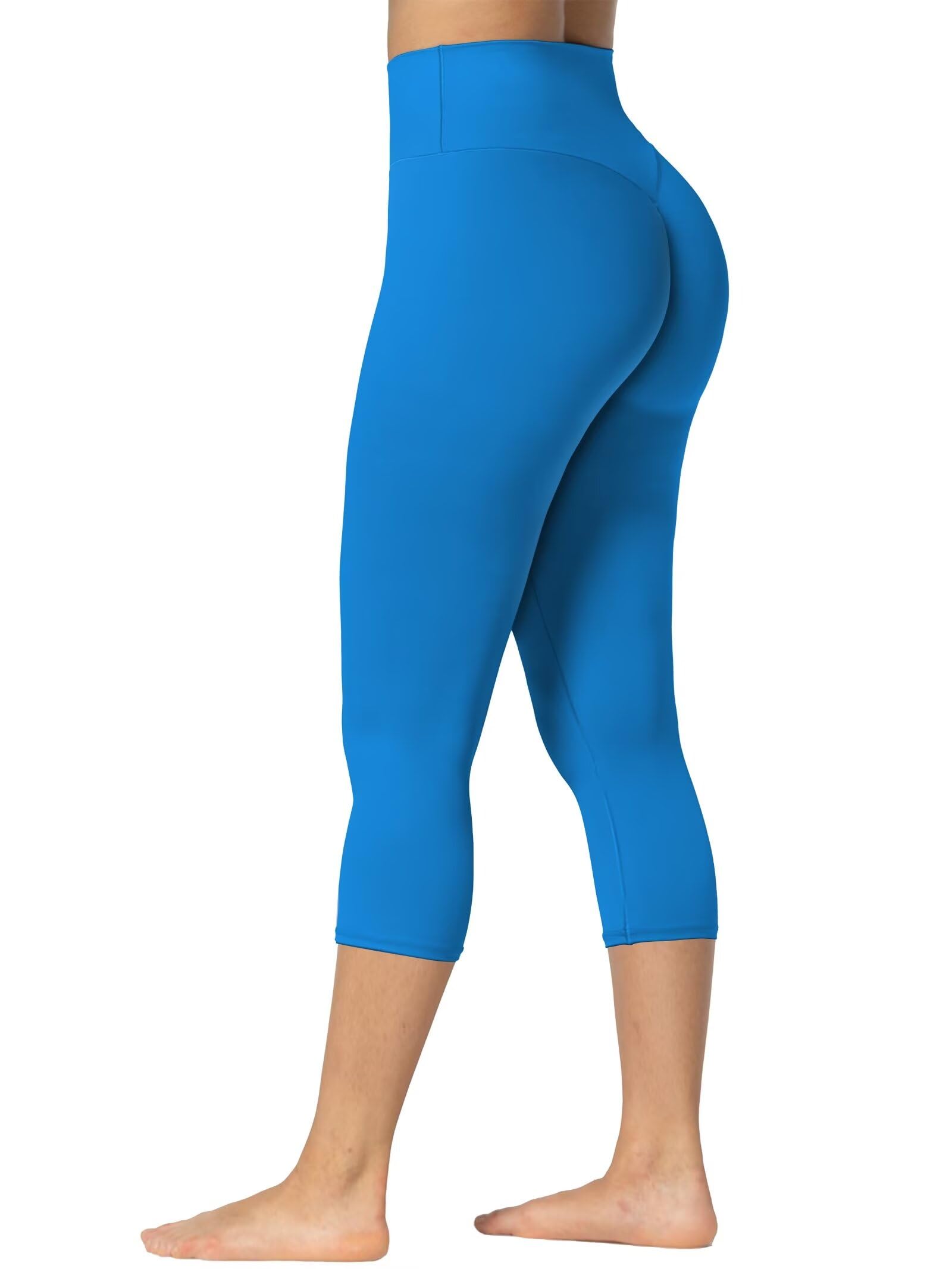 Sunzel Sunzfly - Leggings Capri con Trasero Oculto, Cintura Alta, Suaves, recortados, para Entrenamiento, Gimnasio, Yoga, con Control de Abdomen, Azul clásico, Small