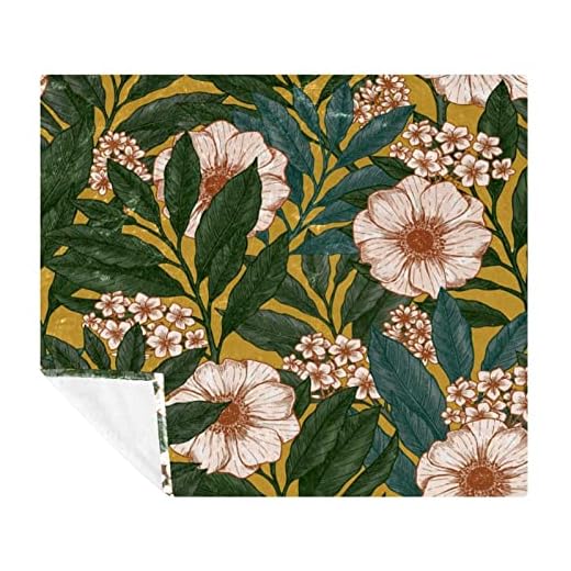 Fleecefilt lätt mikrofiberfilt, blommande blommor på sommaräng, mjuk mysig säng medelstorlek filtar