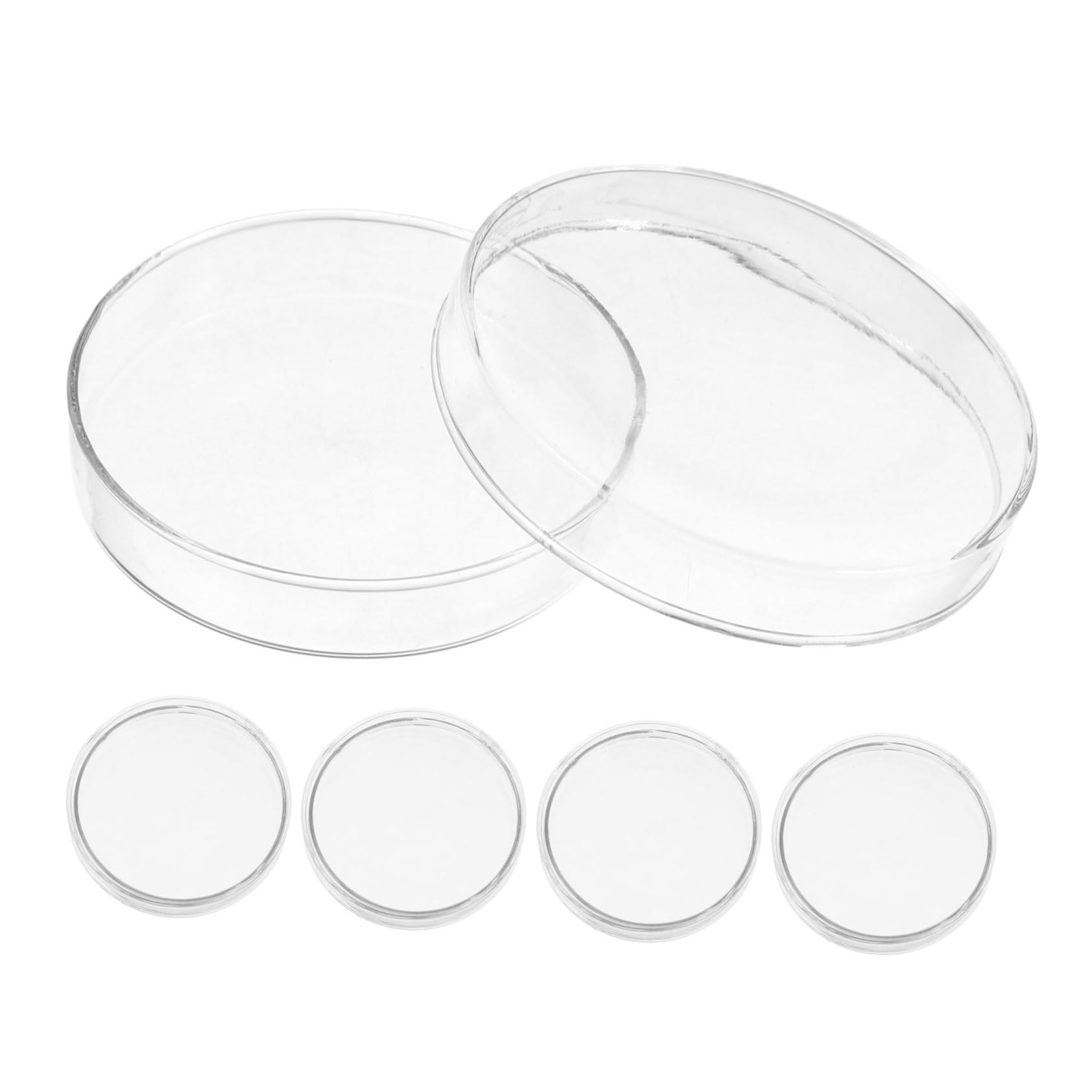 Sosoport 5 Stück Dickwandige Borosilikatglas Petrischalen mit Deckel Hitzebeständige Transparente Laborkulturplatten für Zell Gewebekultur Wiederverwendbare Bruchsichere Laborgefäße