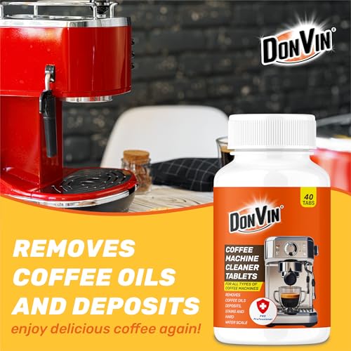 Image of Coffee Machine Cleaning Tablets - 40 Tablets, Compatible with All Coffee Machines, Removes CoffeeOil & Deposits, Anti-Bacterial, Fast-Acting for Easy Cleaning