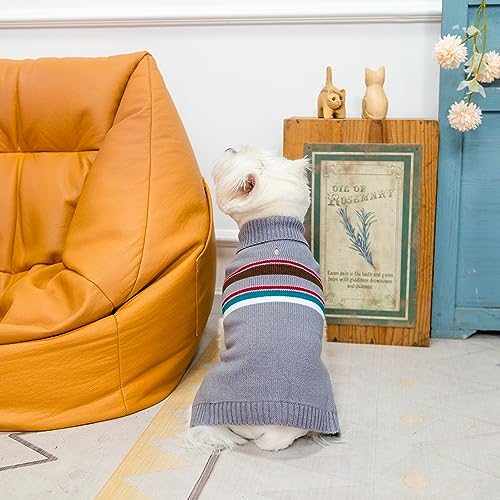 Image of PAWCHIE Dog Sweater for Medium to Large Dogs, Warm Turtleneck Thick Coat with Leash Hole, Stretchy Knitted Outfit for Small to Large Doggy Puppy Cat, Grey M