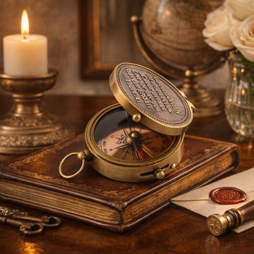 Brújula Marina Vintage de Latón con Caja de Madera miniatura 5