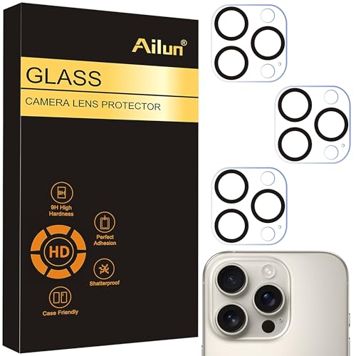 Ailun 3 Pack Camera Lens Protector for iPhone 15 Pro & iPhone 15 Pro Max,Tempered Glass,9H Hardness,Ultra HD,Anti-Scratch,Easy to Install,Case Friendly [Does not Affect Night Shots]