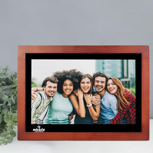 Image of Miracle Digital 12'' HDMI Wooden Hi-Def Digital Photo Frame Premium Mirror Finish,Remote SlideShow,Video Audio,Built in 8GB Memory & 2GB RAM (Dark)