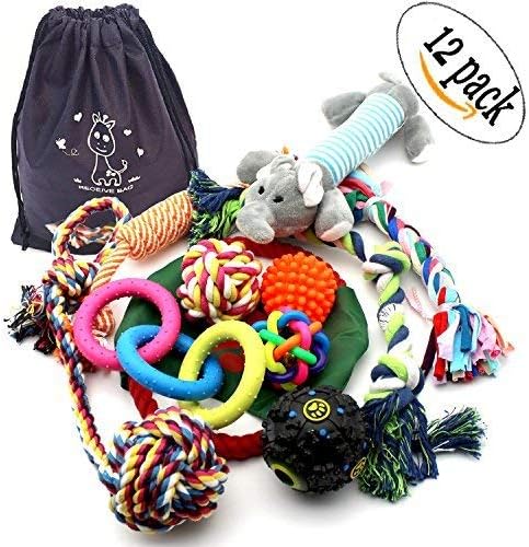 DIY House 12 Pack Dog Puppy Chew Toys Set Rope Toys for Dog Tug Dog Toy Pack with Ball for Small to Medium Dogs, Durable Clearance Dog…