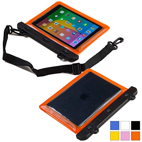 Cooper Cases Funda Universal Resistente al Agua Tipo sobre Voda (TM) para Tablet de 7 y 8 Pulgadas en Naranja (diseño Ligero, Ventana táctil, hermética, asa para Hombro Ajustable)