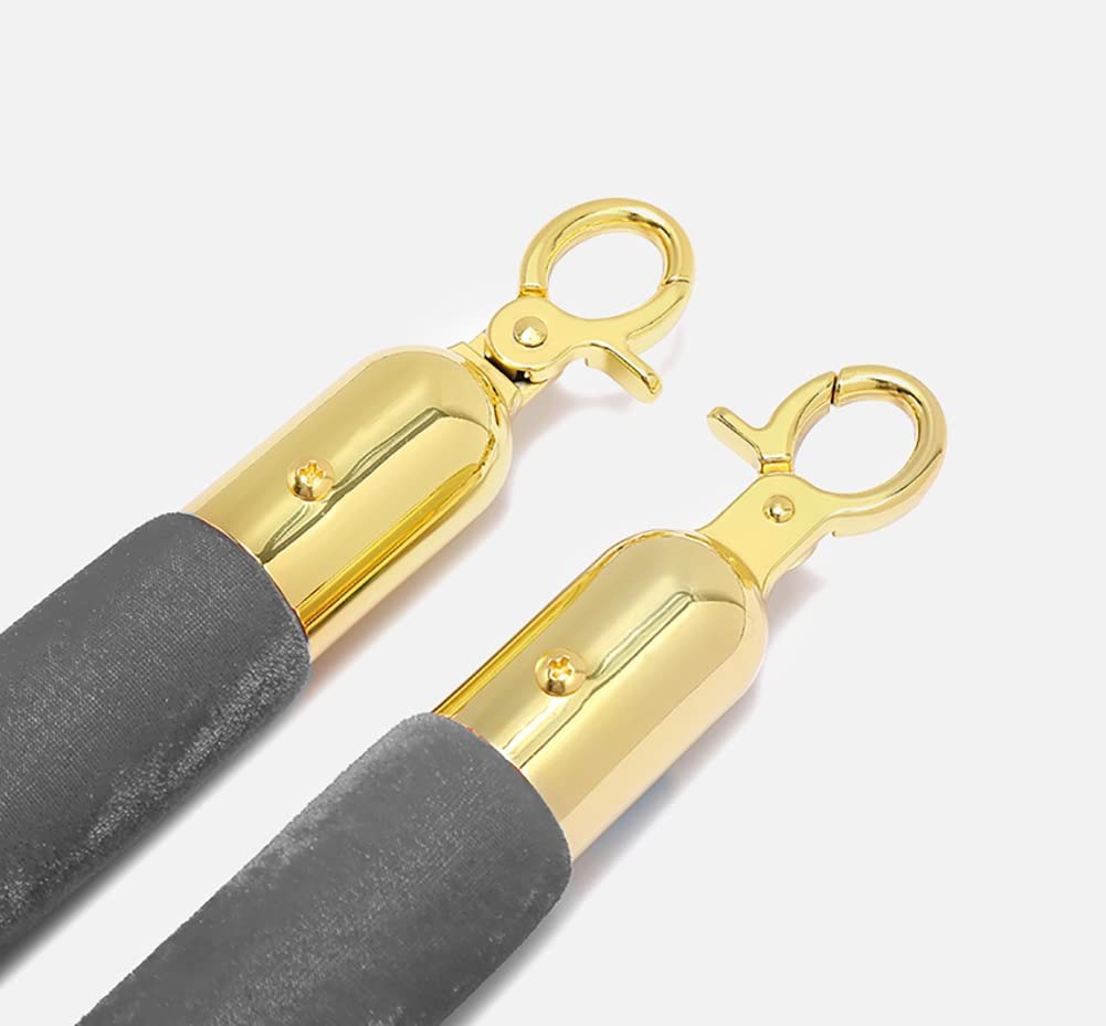2 Pack Velvet Rope, Thick Stanchion Hanging Ropes with Gold Clasps, Crowd Control Ropes Safety Barrier for Red Carpet/Movie Theaters (Color : Green)
