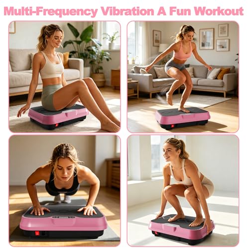 Image of Vibration Plate Machine with Resistance Bands and Remote Control 125 Speed Levels 450LB Capacity Whole Body Oscillating Platform for Home Use