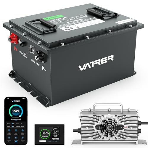 36V 105Ah LiFePO4 Golf Cart Battery, Built-in Smart 200A BMS, with Touch Monitor & Mobile APP, 4000+ Cycles Rechargeable Lithium LiFePO4 Battery, Max 7.68kW Power Output, Perfect for Golf Carts