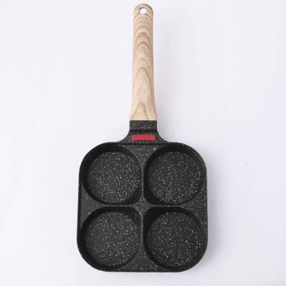 Sartén de aluminio para 4 tazas con antiadherente, perfecta para cocinar deliciosos platos de desayuno rápidamente (cuatro agujeros negros)