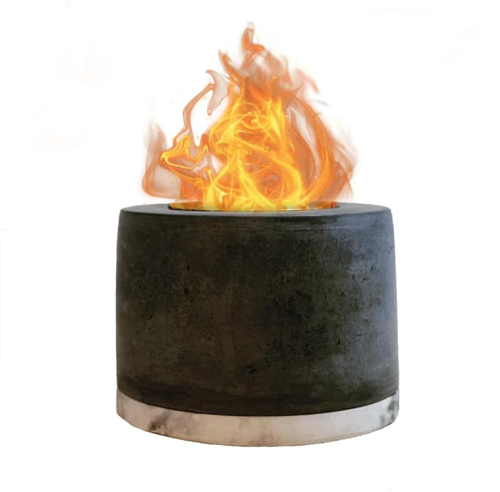 DEONG Tabletop Fire Pit, Portable Fireplace Indoor And Outdoor Concrete Desktop Fireplace Desktop Decoration (Dark grey)