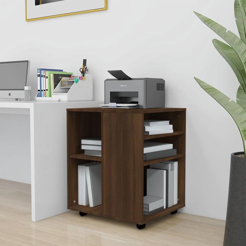 Armadio con ruote, effetto rovere, 60 x 53 x 72 cm, in legno con ruote e vano portaoggetti, organizer da scrivania per ufficio