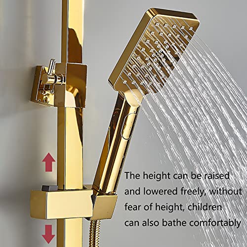 Robinet de douche LED dorée anti-brûlure avec douchette 3 modes - 7