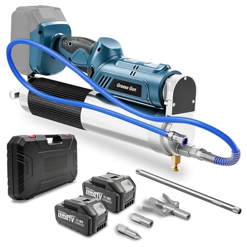 12000PSI Akku Fettpresse Kompatibel mit Makita Akku 18V Elektrische Fettpresse mit 2 * 4000mAh Akkus inkl.100cm Schlauch 3 Mundstück Bürstenlosem Motor und LED-Leuchte für LKWs Bauernhöfe