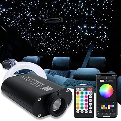 Limited Stock AMKI 16W Fiber Optic Lights,Starlight Headliner Light Kit APP/Remote Control Sound Activated Mode for Car&Home Decoration,Optical Fiber Cable Strands (0.75mm+1mm+1.5mm) 9.8ft/3m Long 430pcs