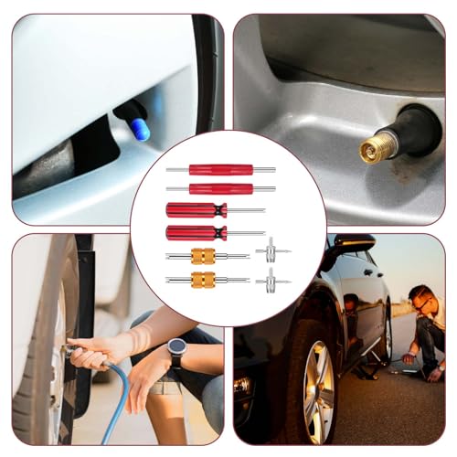 Image of Psyqtsuary Valve Core Removal Tool 7 PCS Valve Stem Removal Tool Kit, 4-Way Valves Stem Wrench Extractor Schrader Valves Removals Tools for Bicycle Car Trucks Tire Repair Installation