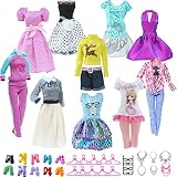 Handmade 40Pcs Doll Clothes and Accessories Set Including 5 Fashion Party Dresses 5 Tops Pants Casua