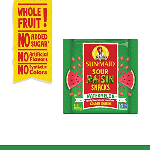 Image of Sun-Maid Sour Watermelon Fruity Raisin Snacks - (56 Pack) 0.7 oz Pouches - Sour Watermelon Raisins - Dried Fruit Snack for Lunches and Snacks