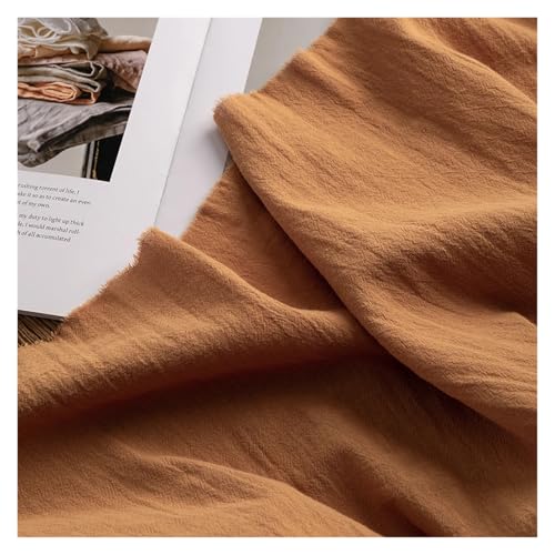Tissu en lin lavé et coton texturé marron au rouleau pour couture de vêtements et canapé