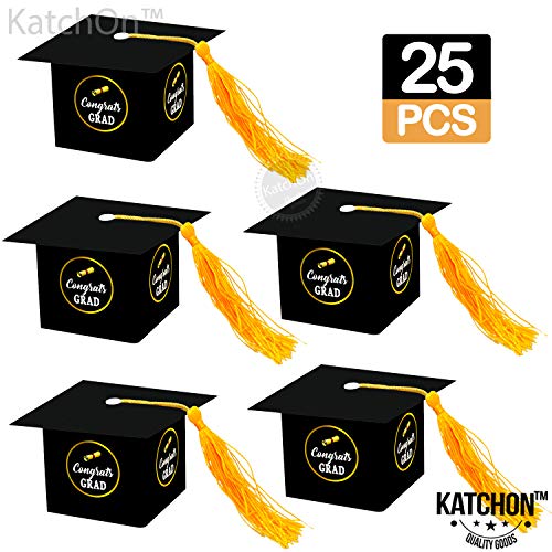 Graduation Party Decorations Gift Box - Congrats Grad Cap Shape Treat Boxes | Graduation Party Favor | Graduation Gift Box | Graduation Candy Box for Chocolate | Favors for Kids, Guests. Grad | 25 ct