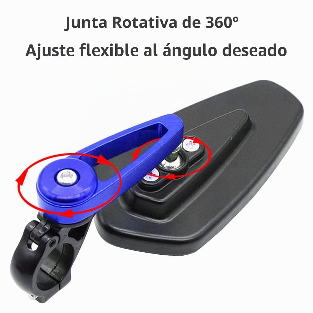ETOPARS Espejos Retrovisores de Moto 22mm 7/8" Espejos Retrovisores Laterales de Motocicleta Azul Antideslumbrante Aluminio Espejos del Extremo del Manillar Azul