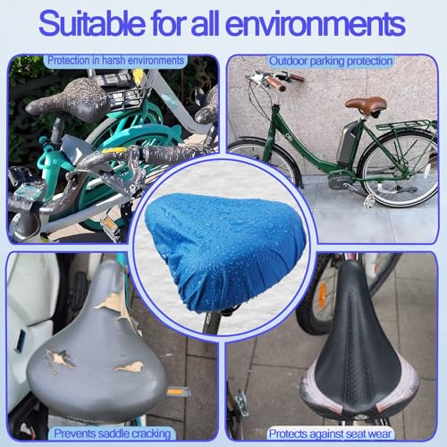 Image of Waterproof Bicycle Seat Covers Dustproof Rainproof UV-Resistant and Windproof Easy to Install and Clean Reusable Suitable for Men's and Women's City Bike and Wide Seats(2pcs Sky Blue)