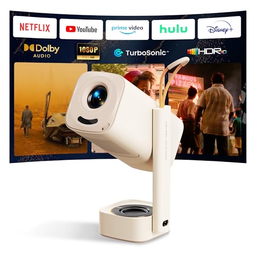 Vidéoprojecteur Portable YABER T1 Pro2 1080P FHD et HDR, Vidéoprojecteur WiFi Bluetooth avec Dolby Audio, Ajustement Automatique, Applications Intégrées, Home Cinéma pour USB/HDMI