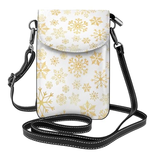 Porte-téléphones pour femmes avec emplacements cartes et motif flocon de neige doré