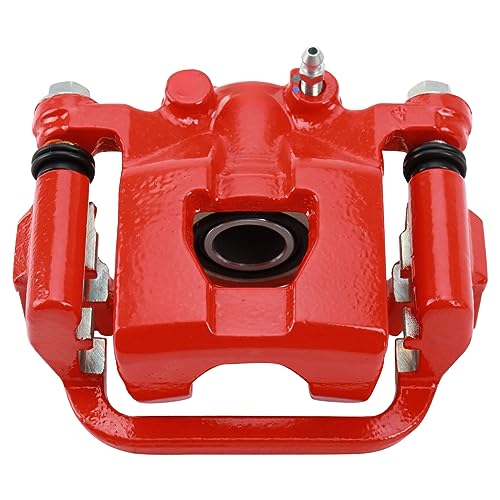 Image of TRQ Rear Left Brake Caliper w /Bracket Performance Red Drivers Side | For 2007-2012 Nissan Altima 2007-2008 Maxima