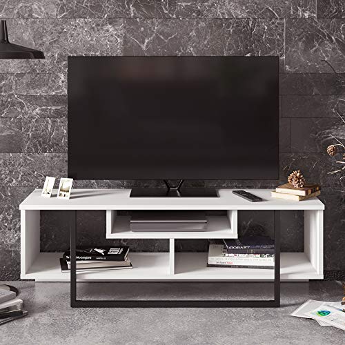Decorotika Asal Modern 120 cm Wide TV Unit for TVs Up to 55 inch (White and Black)