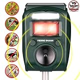 Fierre Shann Ultrasonic Animal Repeller Solar Powered Waterproof Outdoor Animal Repeller with Ultrasonic Sound Motion Sensor and Flashing Light for Cats,Squirrels,Moles,Dogs,Rats, Etc.